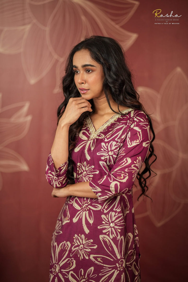 Babylon Bloom - Wine Kurta For Women