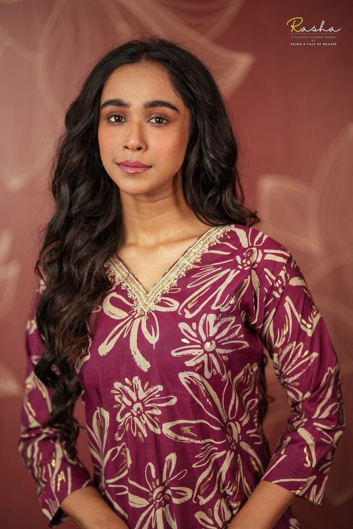Babylon Bloom - Wine Kurta For Women