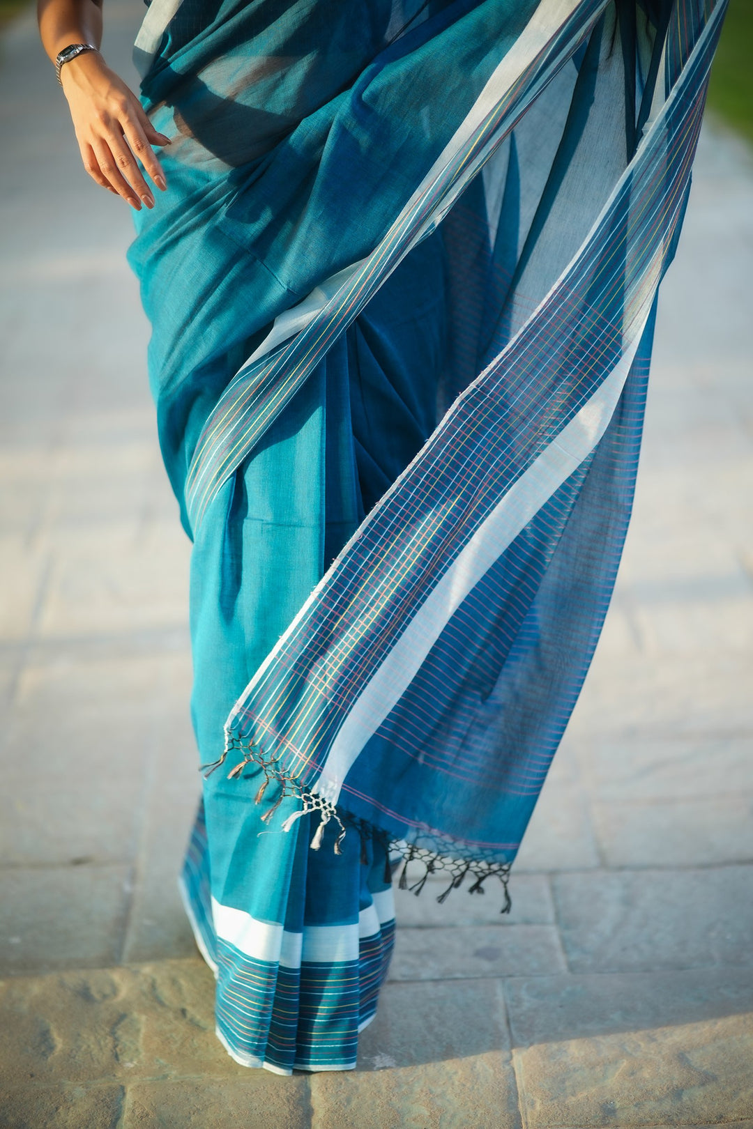 Peacock Pop Cotton Handloom Saree
