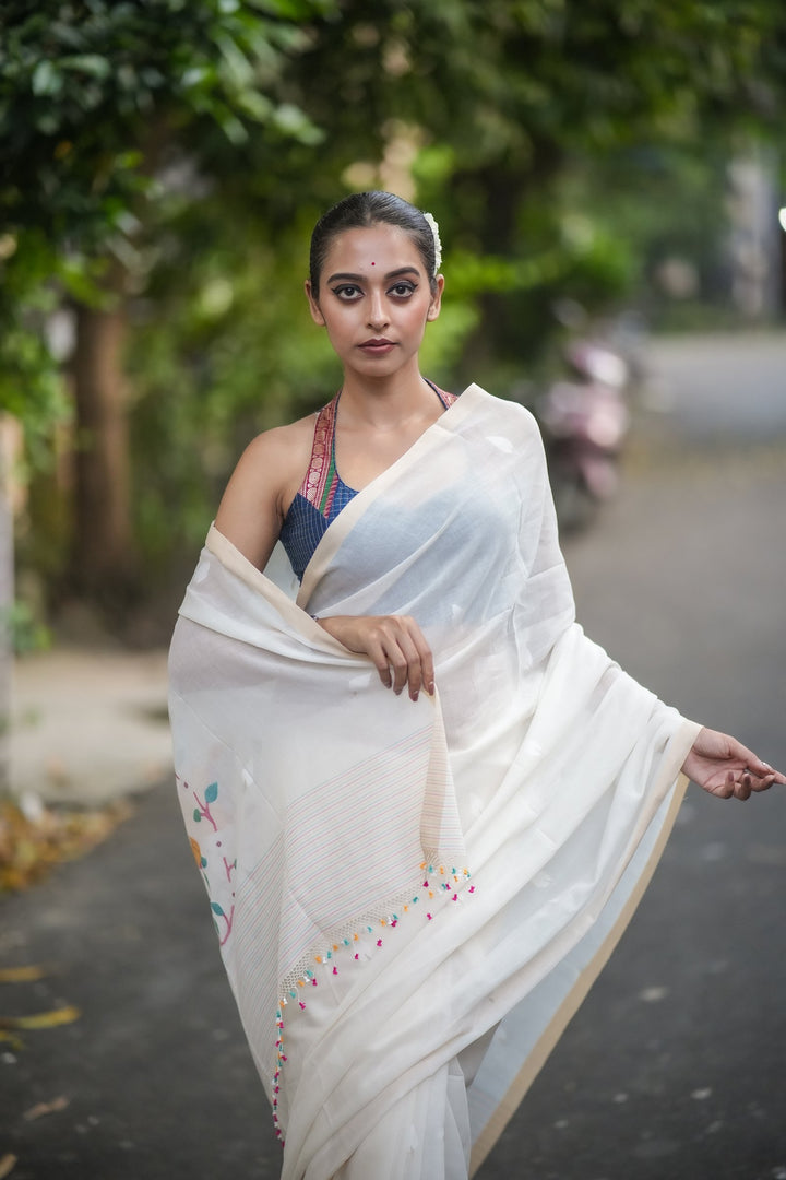 Annapurna Cotton Handloom Jamdani Saree – Luxe Edit