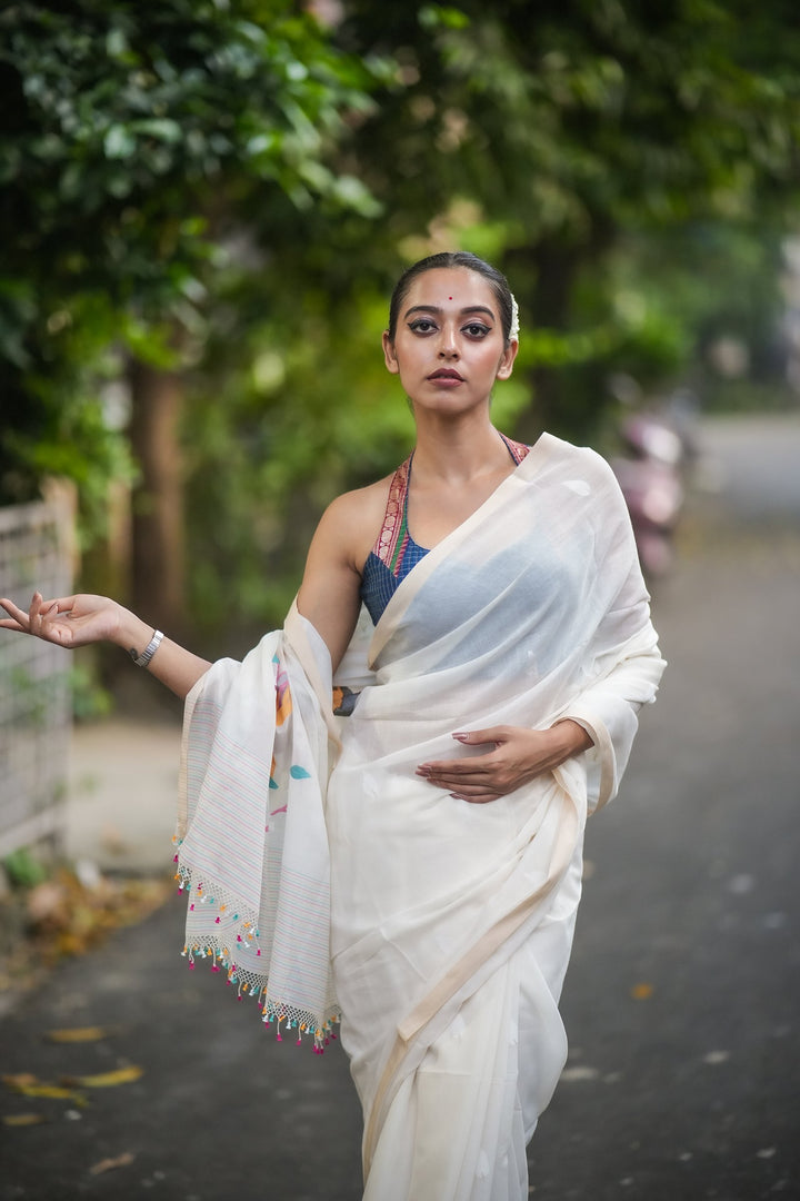 Annapurna Cotton Handloom Jamdani Saree – Luxe Edit