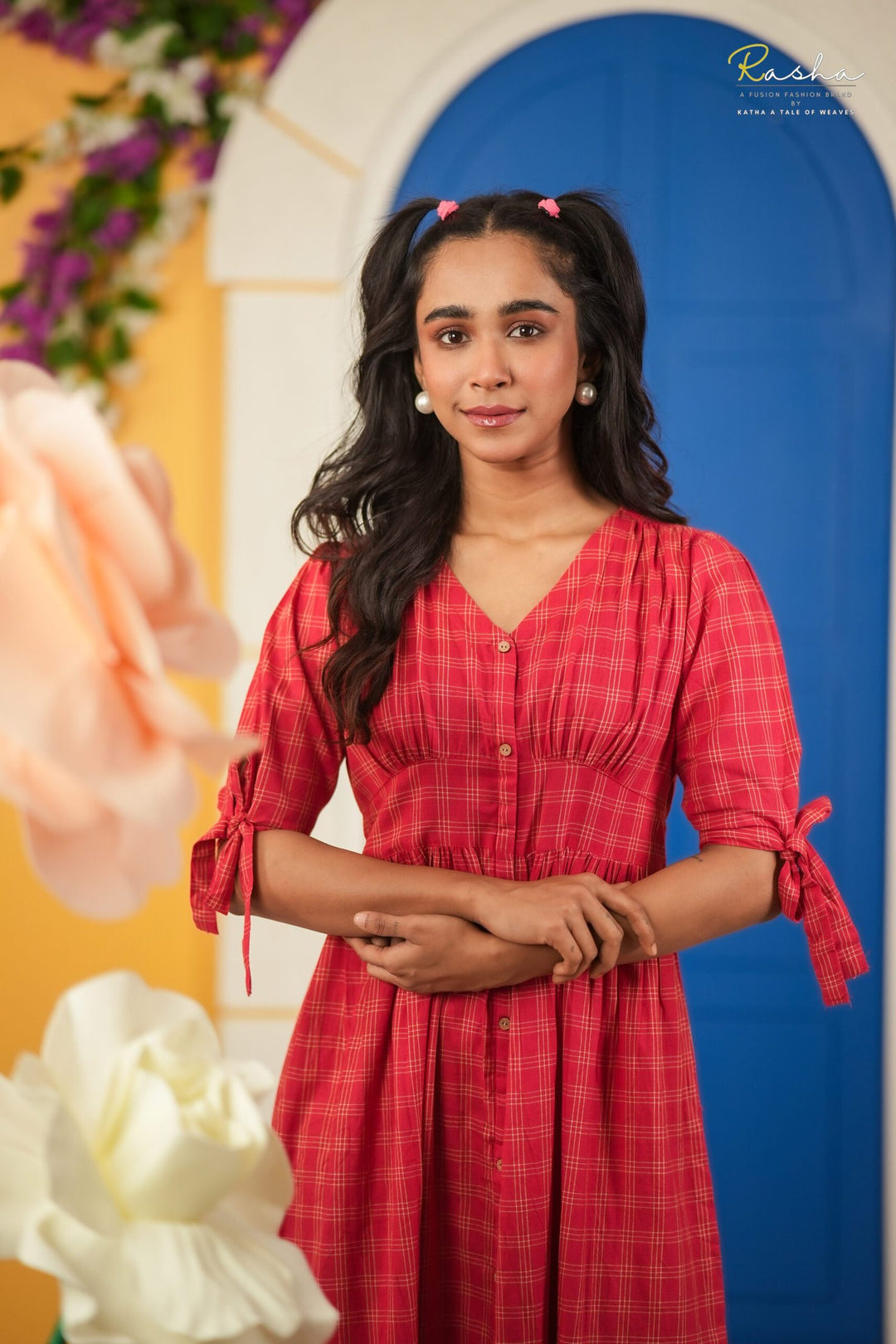 Red Cotton Checkmate Dress