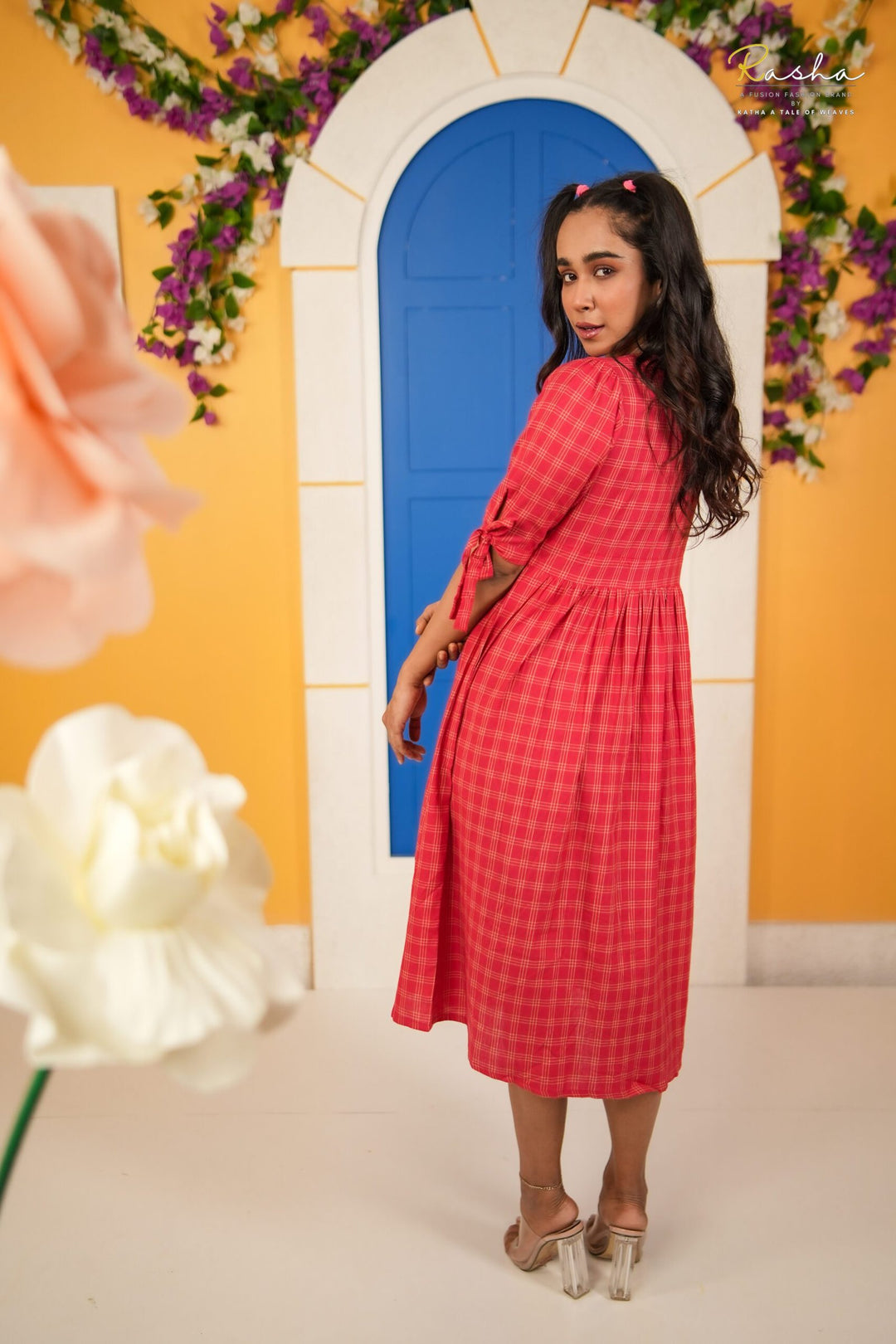 Red Cotton Checkmate Dress