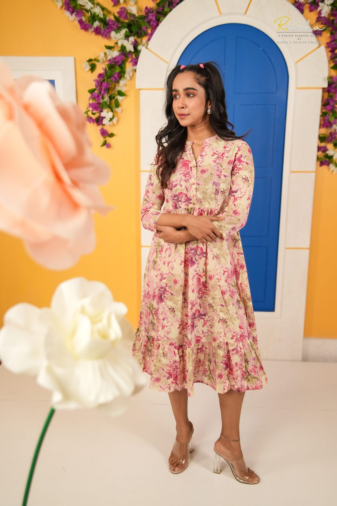 Pink Floral Abstract Dress