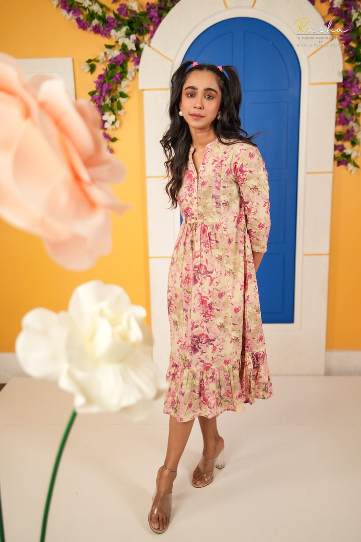 Pink Floral Abstract Dress