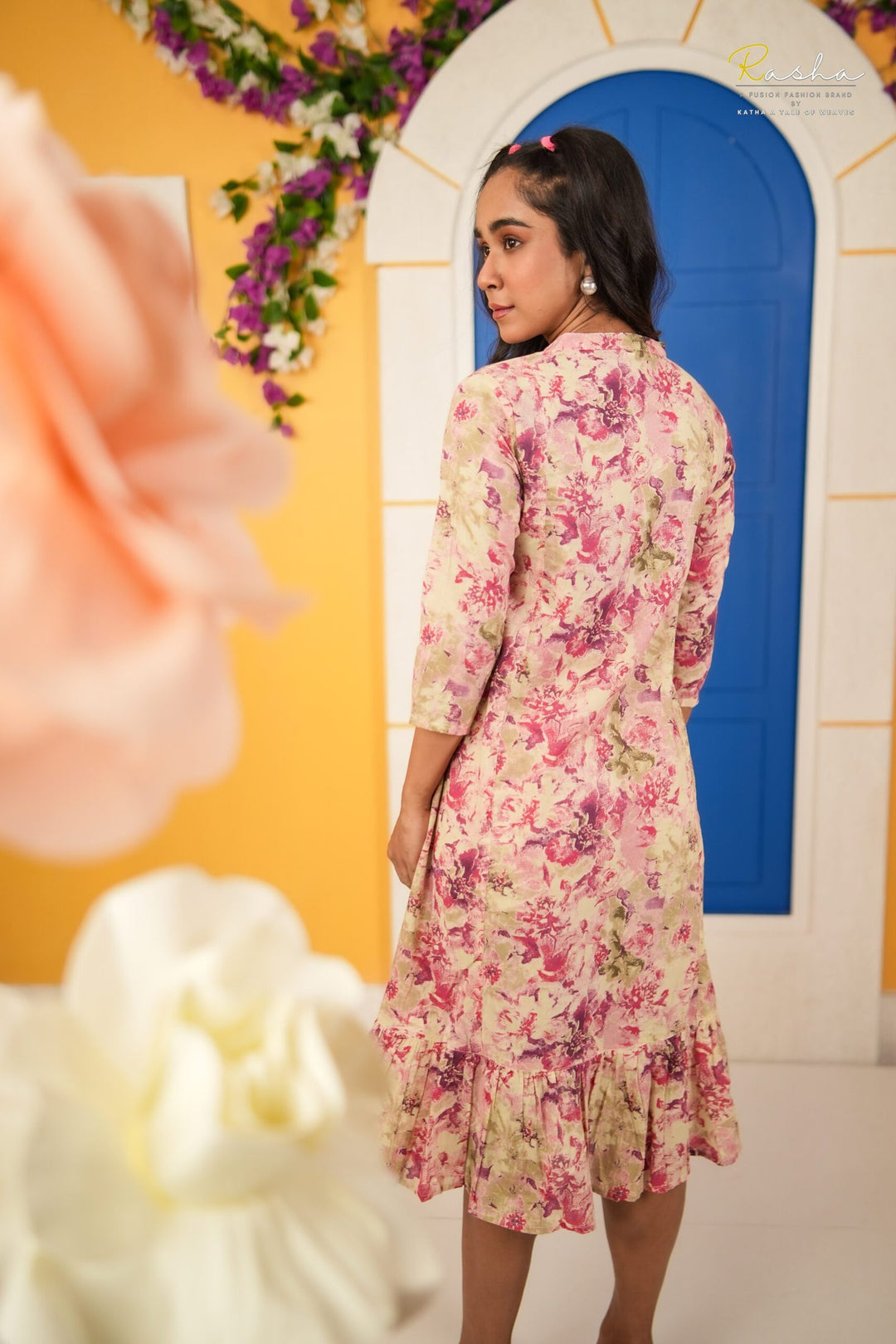 Pink Floral Abstract Dress