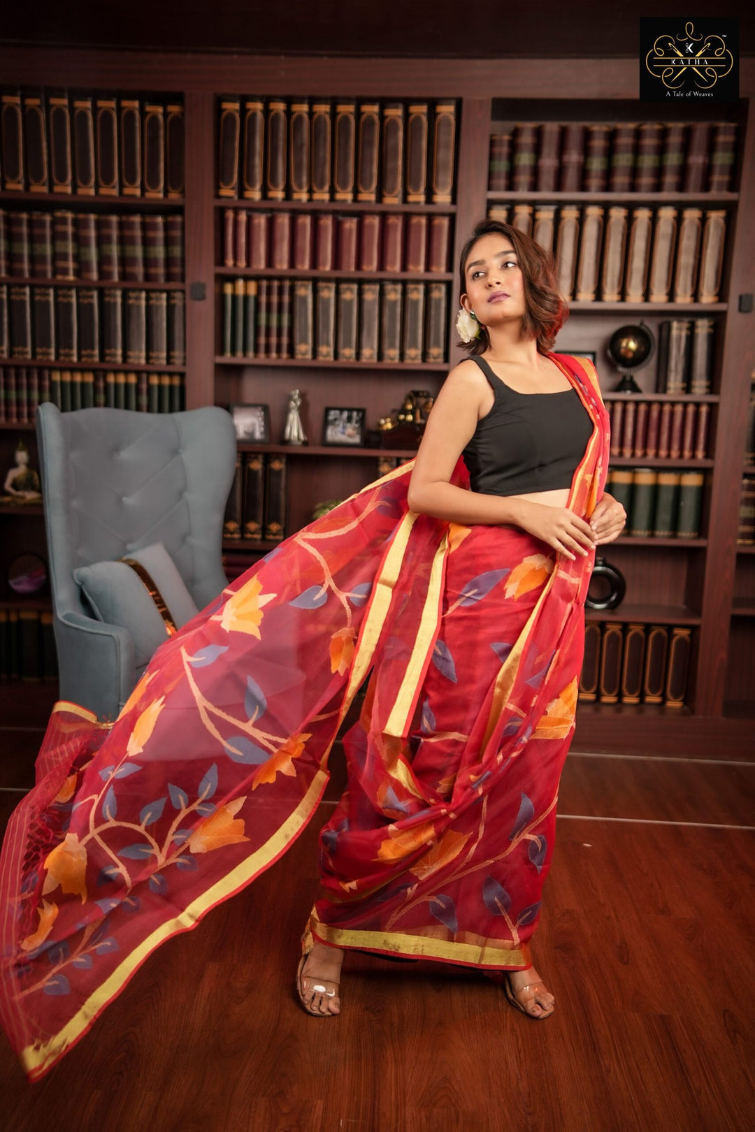 Rose Petal Silk Muslin Jamdani Saree