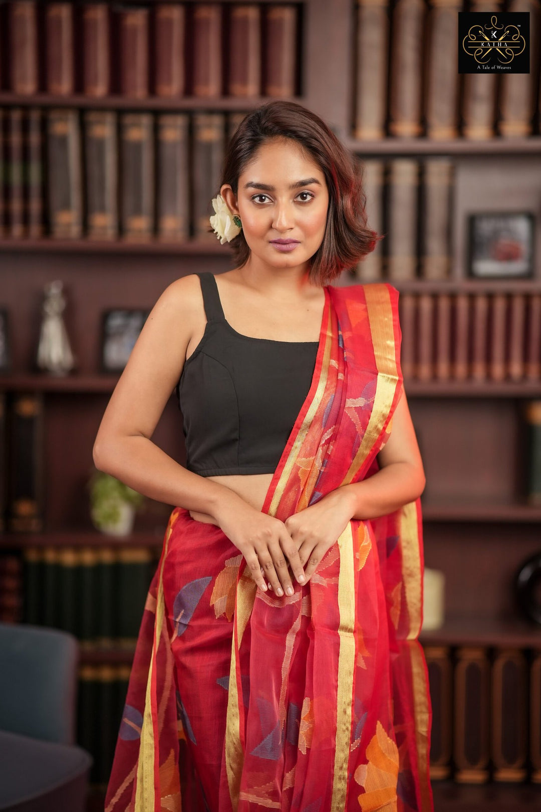 Rose Petal Silk Muslin Jamdani Saree