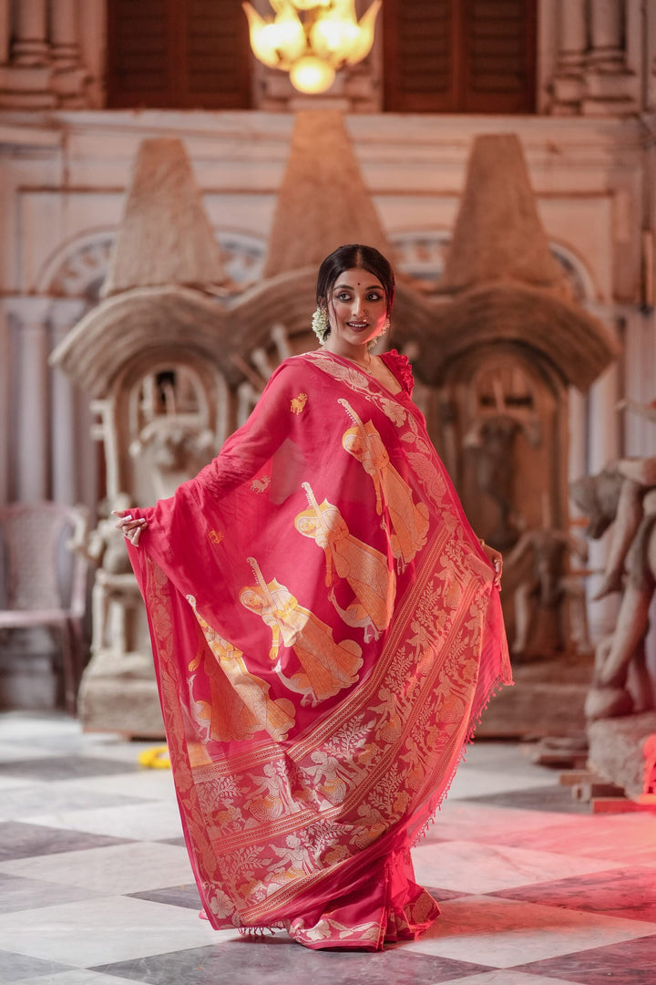 Bonedi Collection – Padma Palash Baluchari Saree