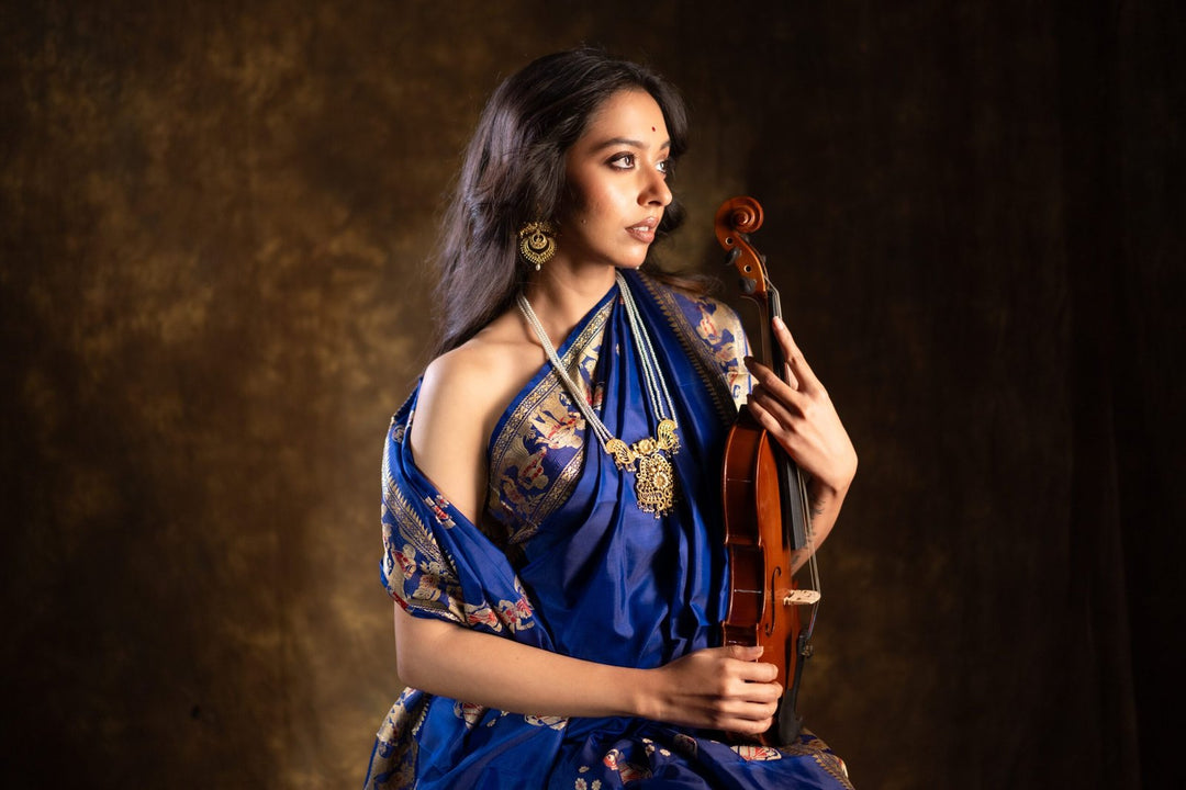 Rajkatha - Baluchari Silk Saree in Royal Blue with Regal Mythological Weaves