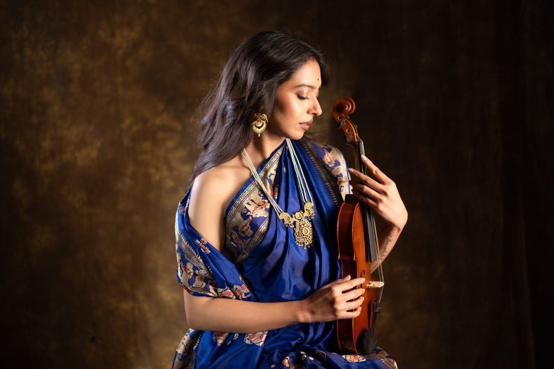 Rajkatha - Baluchari Silk Saree in Royal Blue with Regal Mythological Weaves