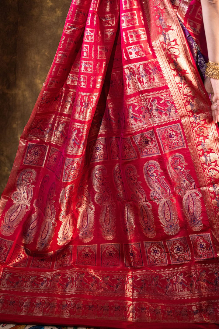 Maharani Swarna Katha - Dual-Tone Purple &amp; Royal Pink Swarnachuri Silk Saree