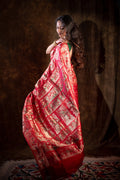 Ashvattha Swarna Katha - Dual-Tone Red–Pink Swarnachuri Silk Saree with Gold Mina Jaal