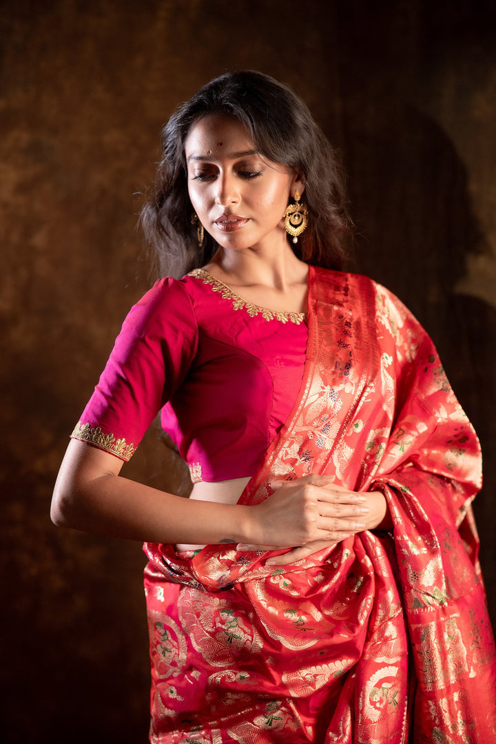 Maharani Ruby Heritage Zari Silk Blouse