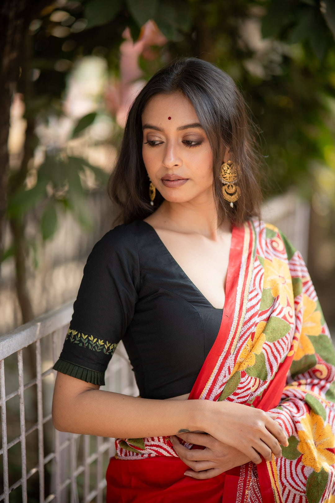 Sunderban Royal Bengal Tiger Kantha Embroidery Silk Blouse
