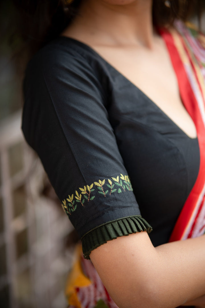 Sunderban Royal Bengal Tiger Kantha Embroidery Silk Blouse