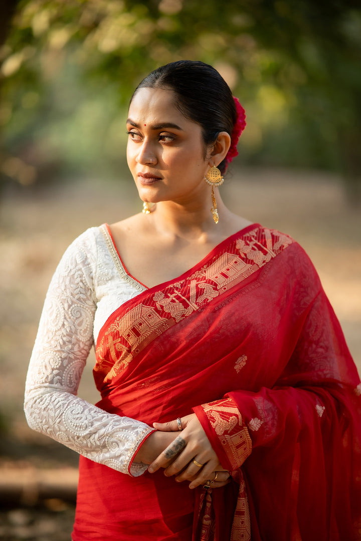 Alia White Pearl Embroidery Chikan Blouse