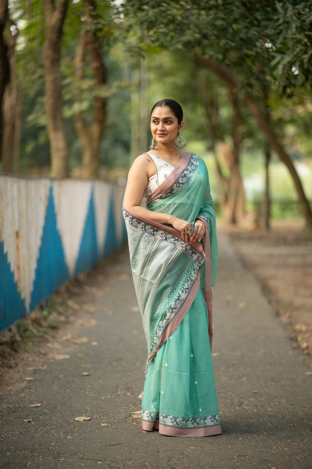 Mint Golap – Baluchari Cotton Saree