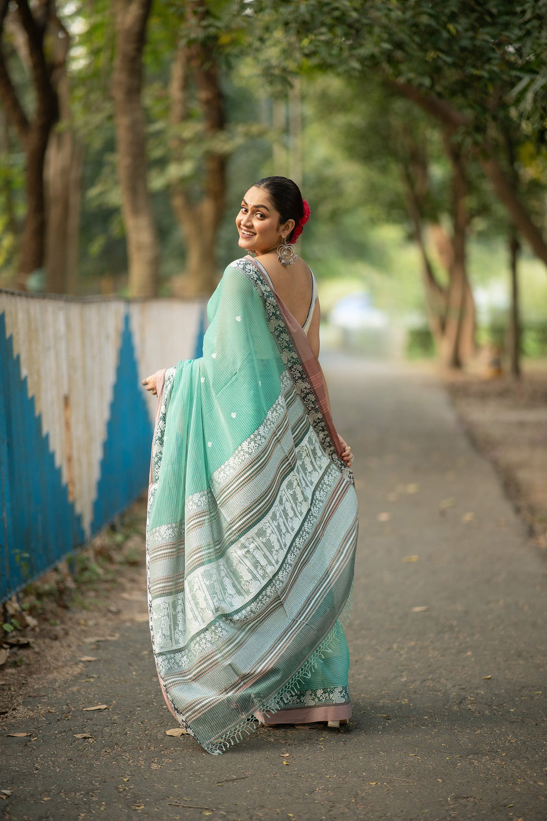 Mint Golap – Baluchari Cotton Saree