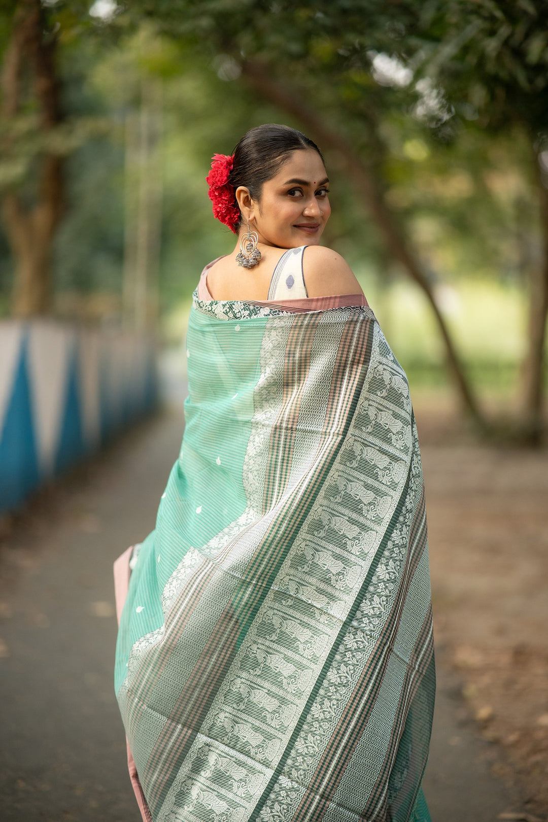 Mint Golap – Baluchari Cotton Saree