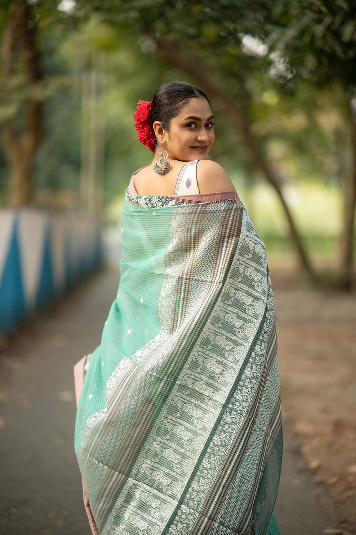 Mint Golap – Baluchari Cotton Saree