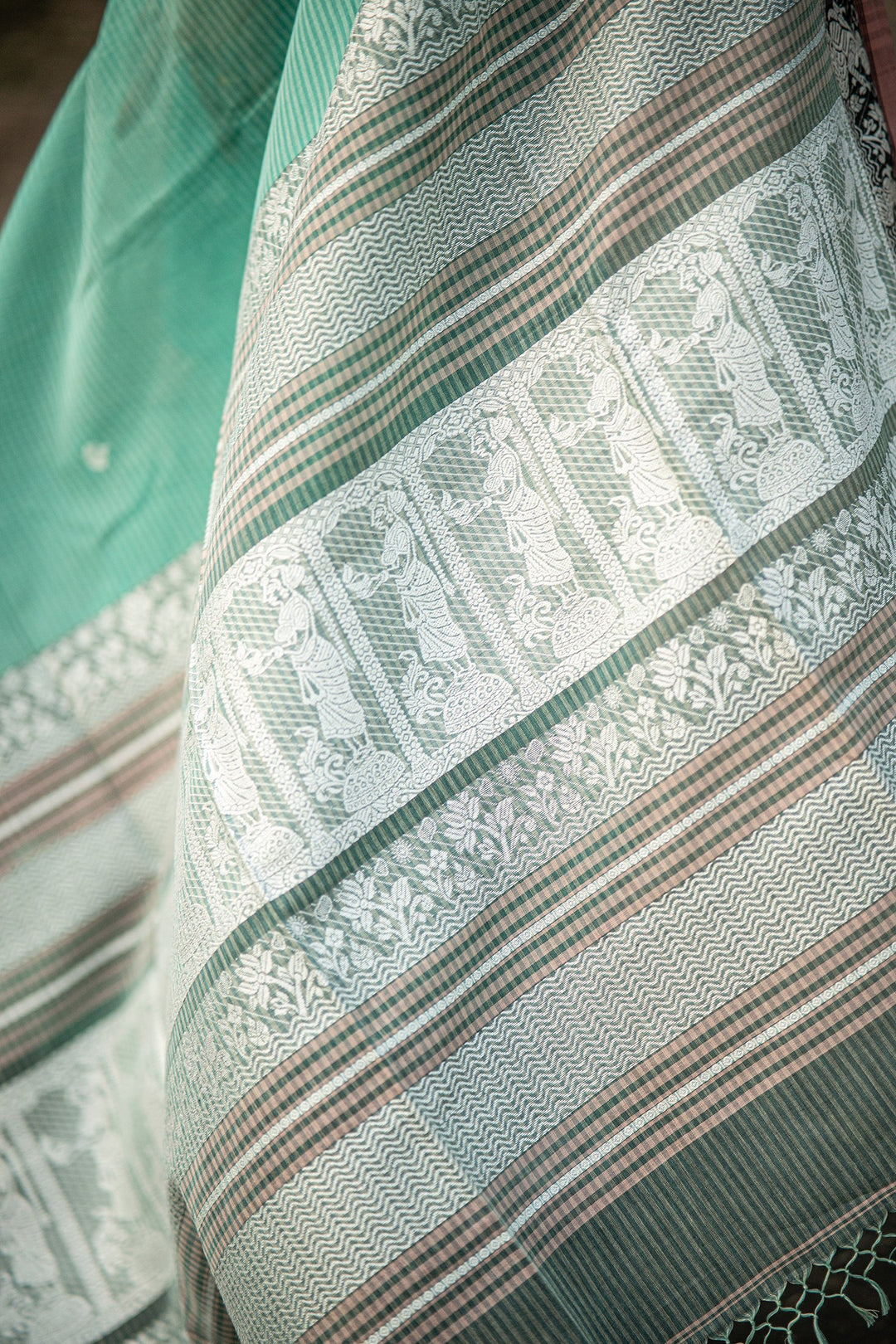 Mint Golap – Baluchari Cotton Saree