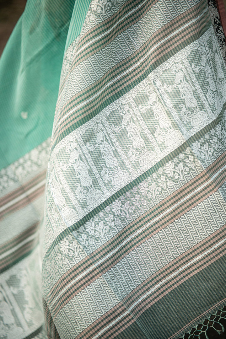 Mint Golap – Baluchari Cotton Saree