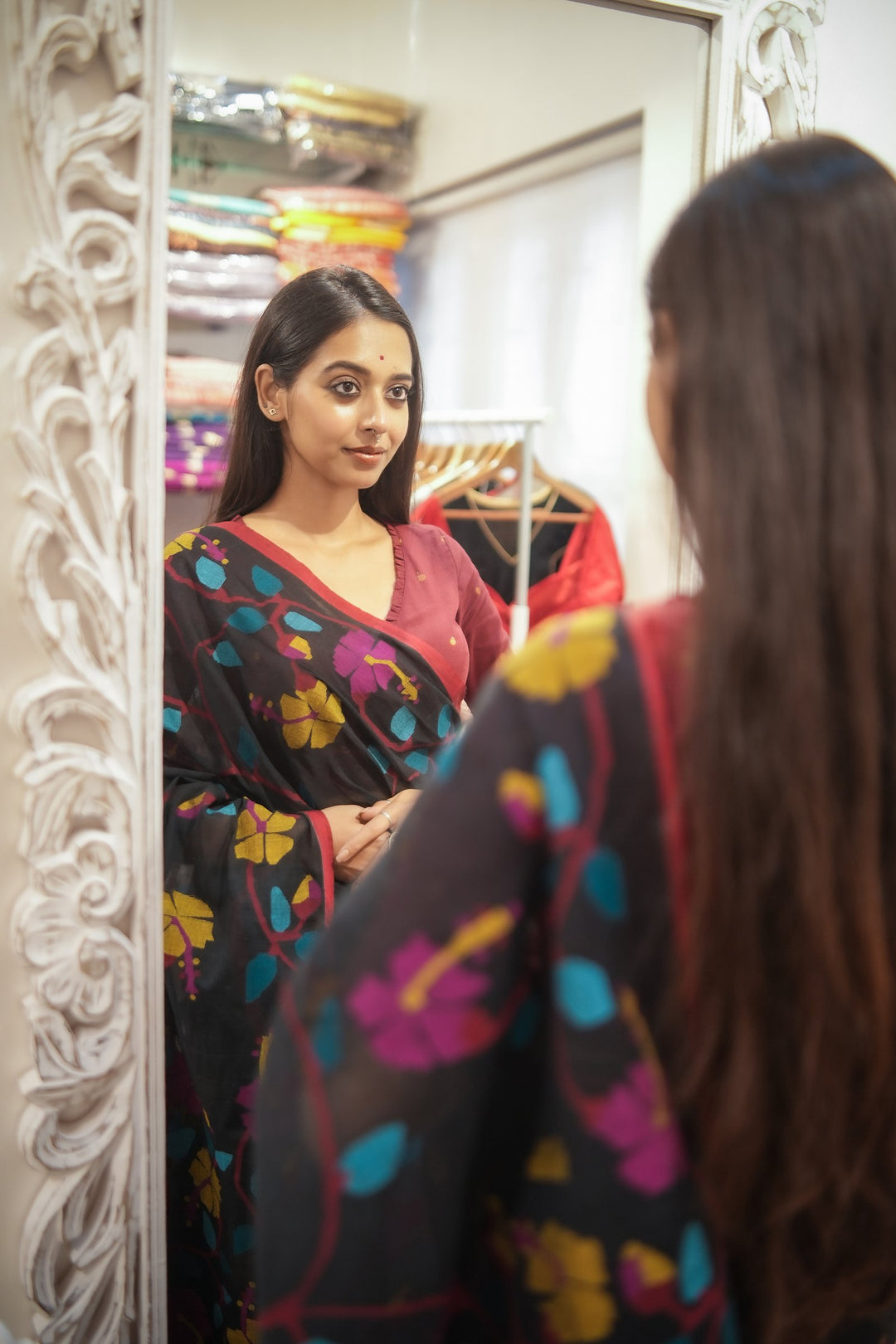Rakta Jaba Premium Jamdani Saree - Signature Handloom Collection