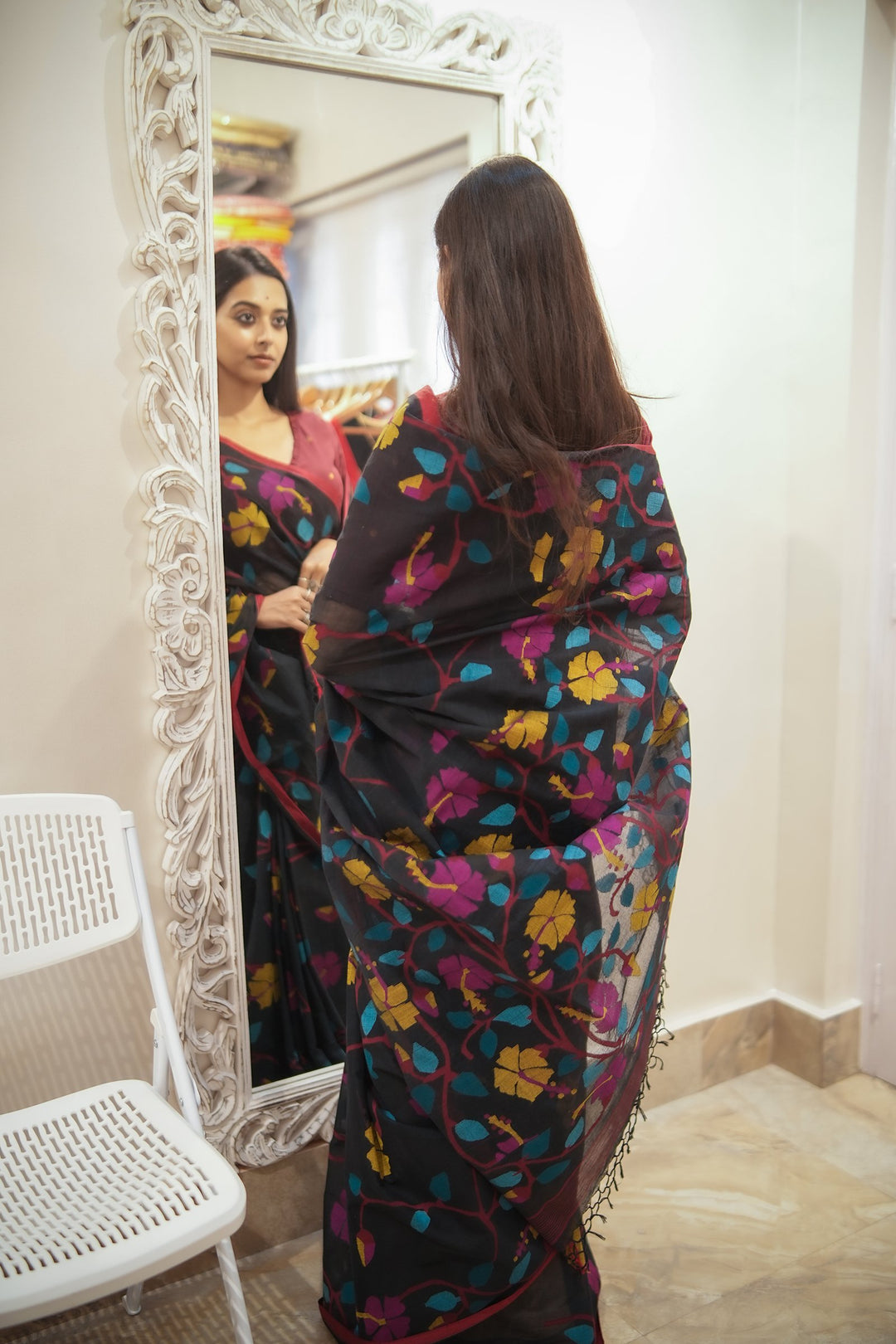 Rakta Jaba Premium Jamdani Saree - Signature Handloom Collection