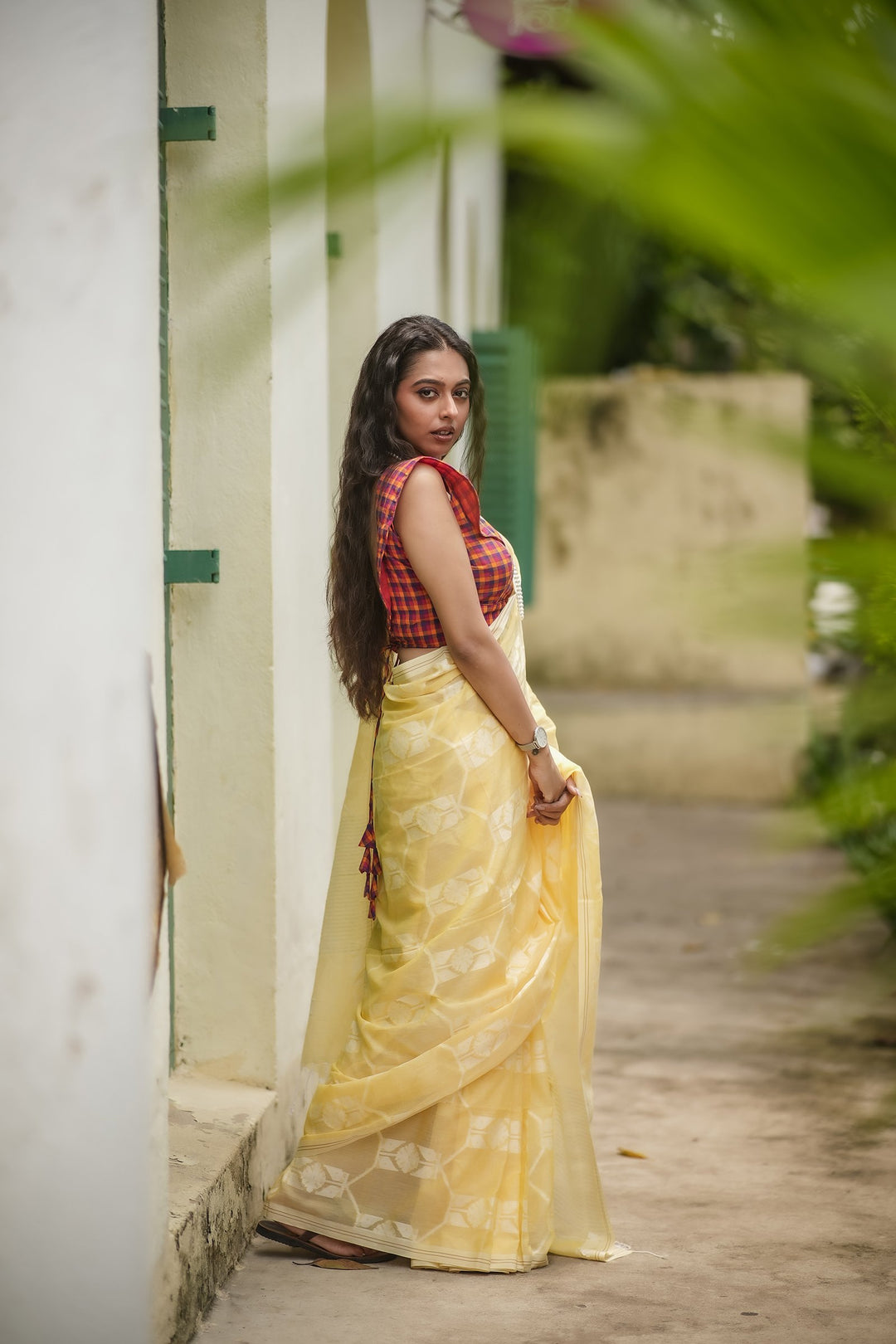 Flury’s Pineapple - Pastel Yellow Handloom Jamdani Saree