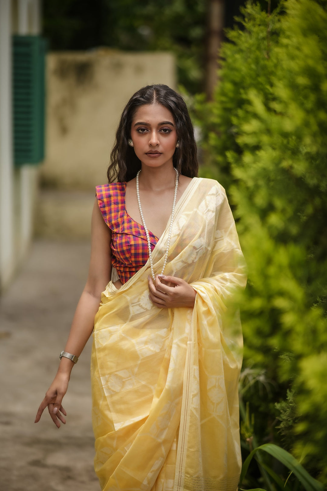 Flury’s Pineapple - Pastel Yellow Handloom Jamdani Saree