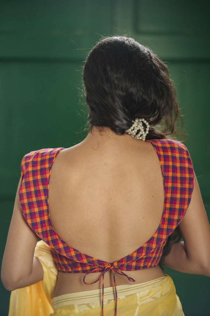 Madras Checkered Charm Pure Cotton Blouse