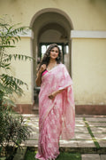 Flury’s Strawberry - Pastel Pink Handloom Jamdani Saree