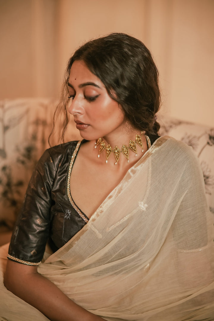 Antique Aura – Tussar Silk Zari Blouse