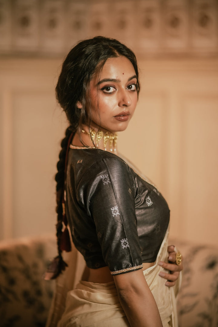 Antique Aura – Tussar Silk Zari Blouse