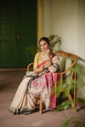 Tant Katha: Lal Kalo Ganga Jamuna Handwoven Cotton Baluchari Saree