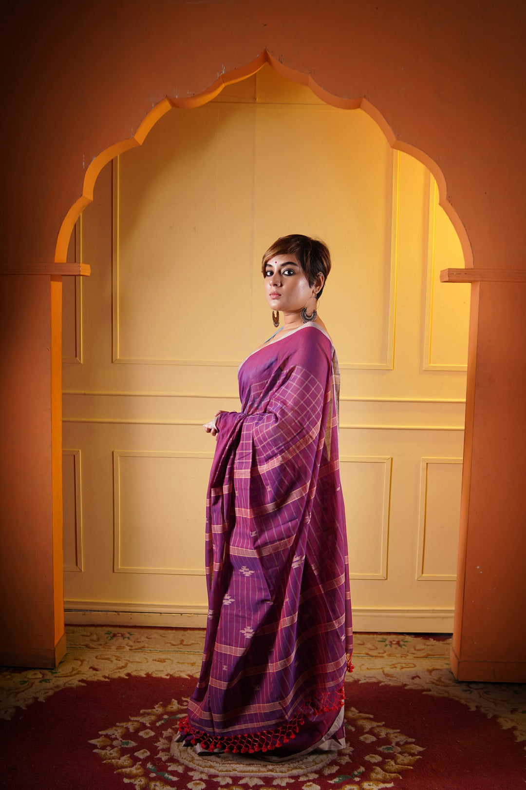 Lattice Blossom Jamdani Saree