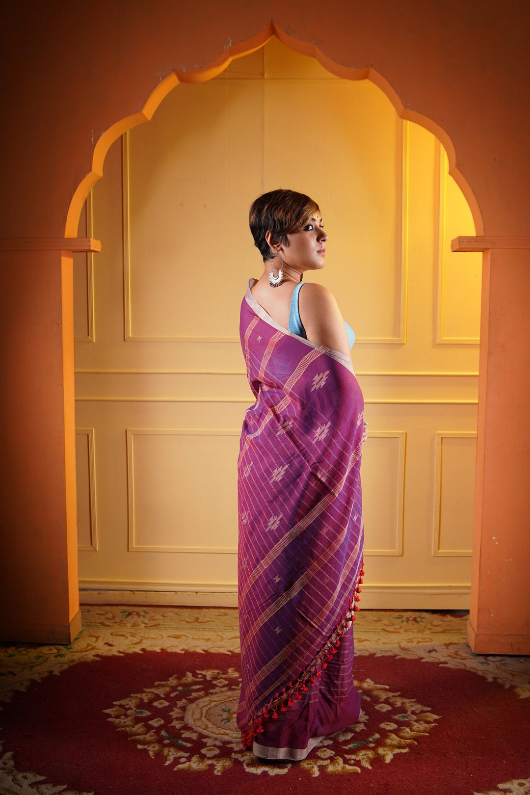 Lattice Blossom Jamdani Saree