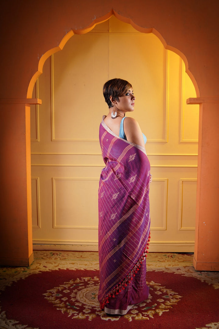 Lattice Blossom Jamdani Saree