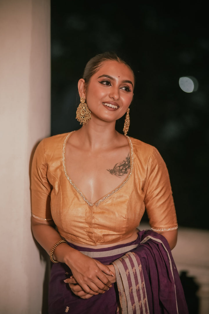 Antique Gold - Tussar Silk Zari Blouse