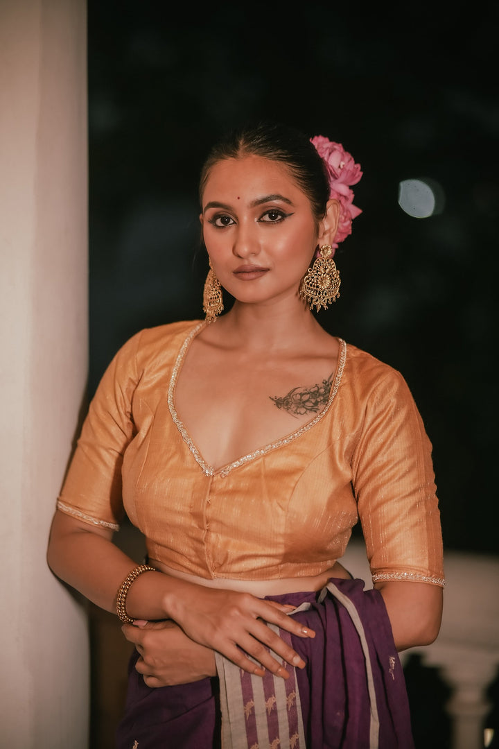 Antique Gold - Tussar Silk Zari Blouse