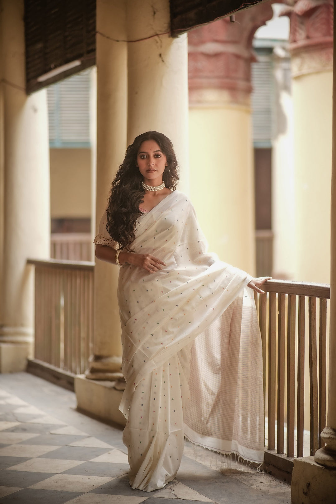 Rainbow Buti Handloom Jamdani Saree