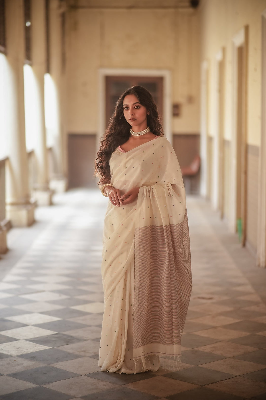 Rainbow Buti Handloom Jamdani Saree