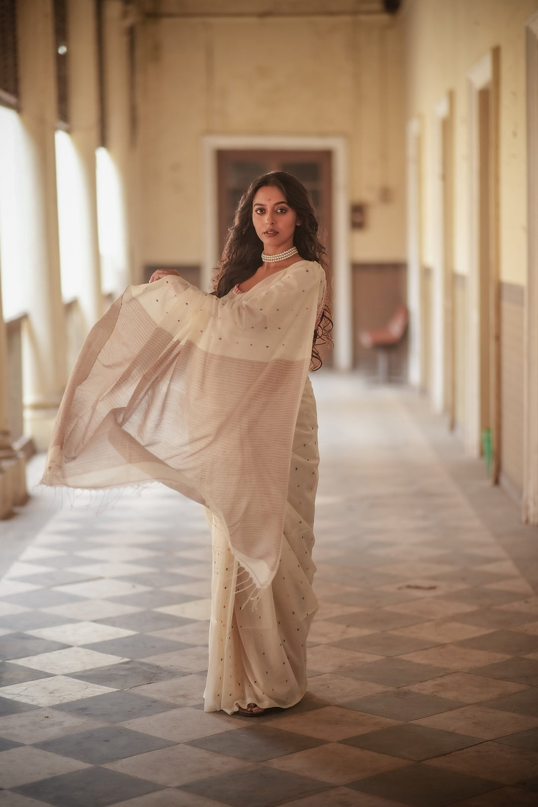 Rainbow Buti Handloom Jamdani Saree