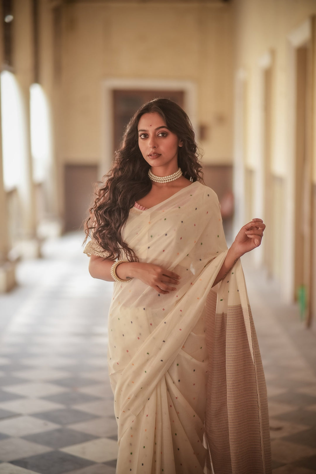 Rainbow Buti Handloom Jamdani Saree