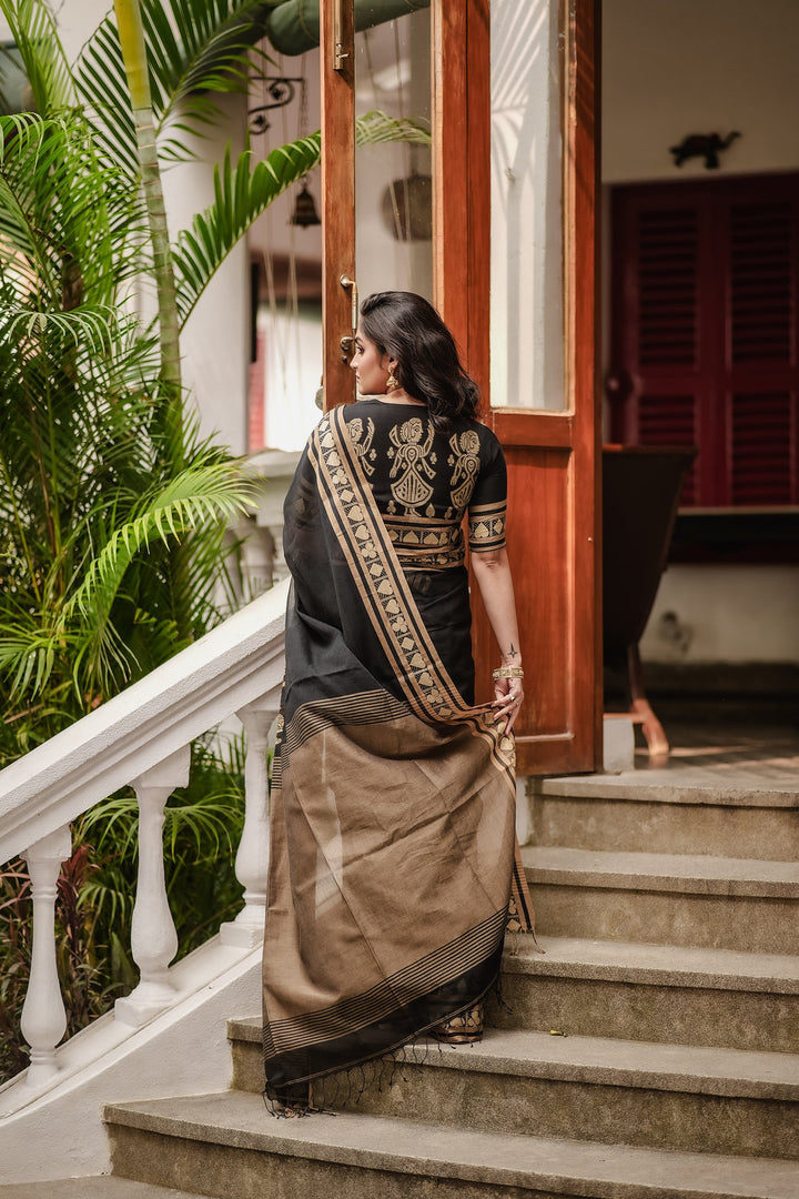 Tasher Desh Black Putul Jamdani Saree