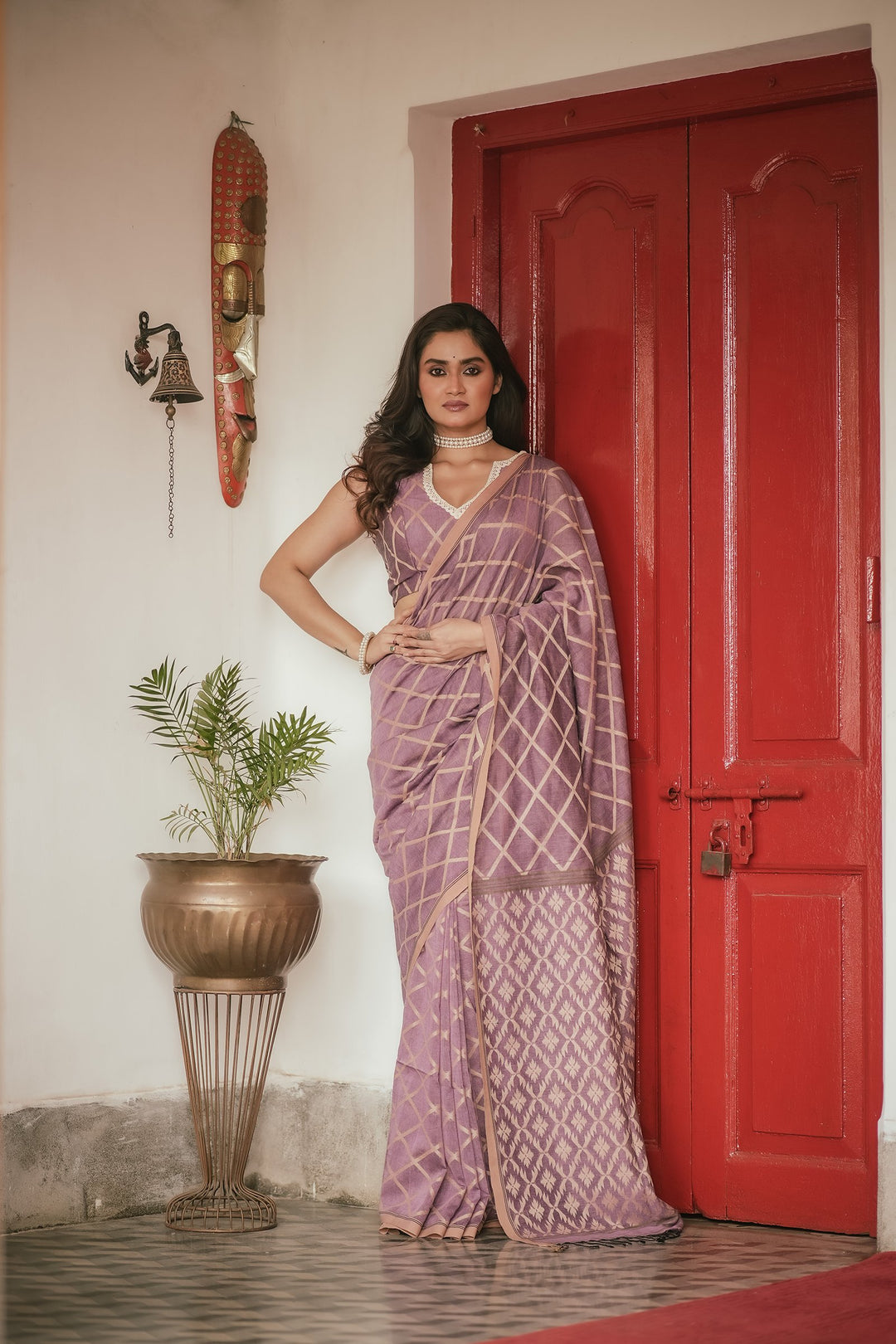 Royal Pastel Mauve Jamdani Saree
