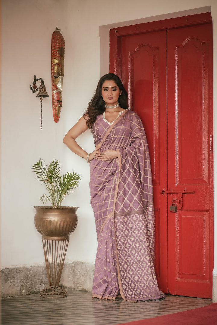 Royal Pastel Mauve Jamdani Saree