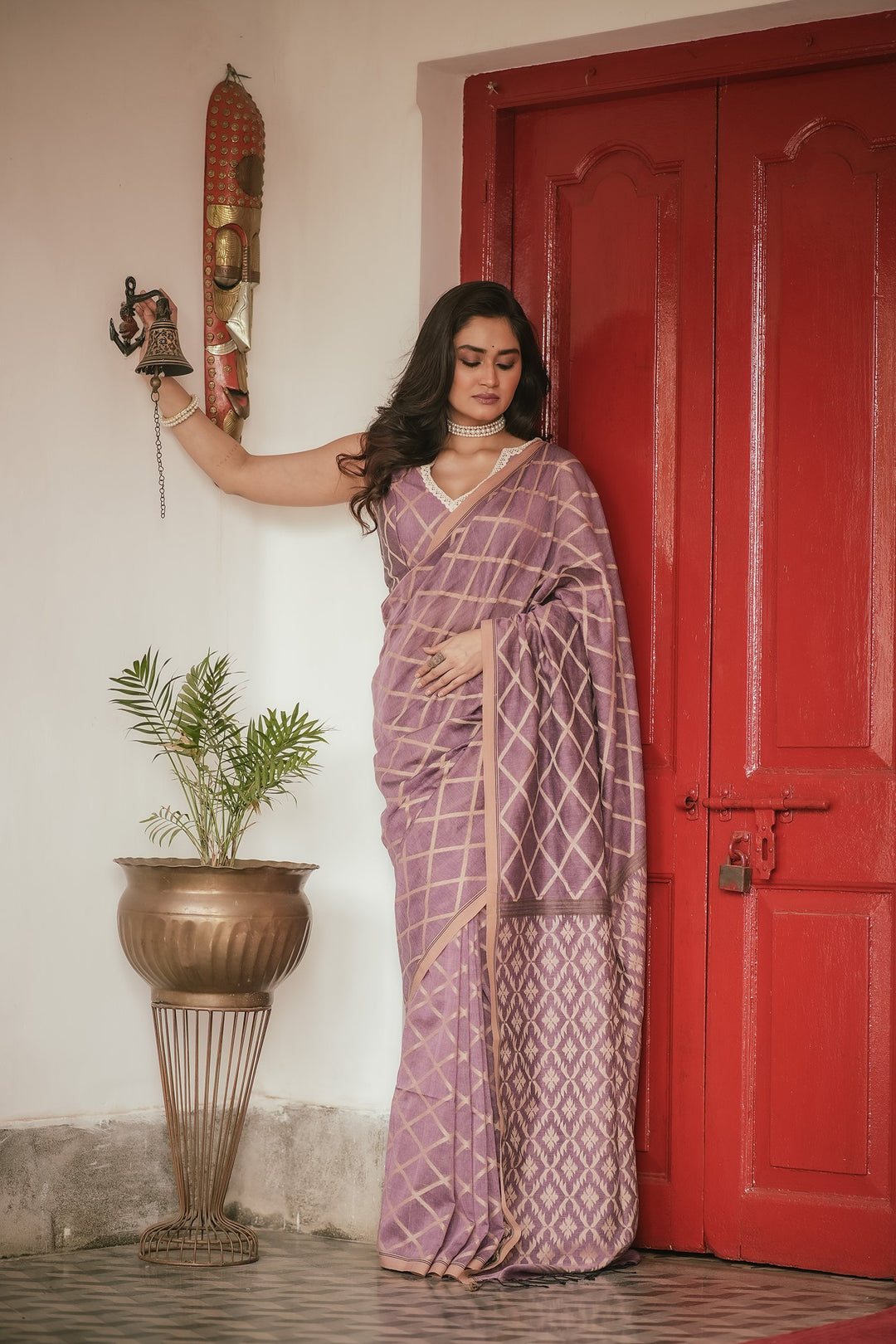 Royal Pastel Mauve Jamdani Saree