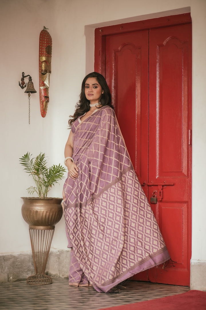 Royal Pastel Mauve Jamdani Saree